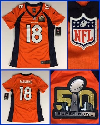 NWT Women’s PEYTON MANNING Denver Broncos Super Bowl 50 Nike Authentic Jersey - Image 1 of 4