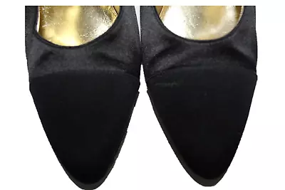 Authentic CHANEL Black Satin Pumps Heels Size 36 in Excellent Condition~ - Image 1 of 4