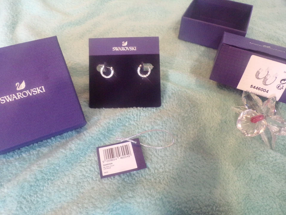 NUEVO EN CAJA Pendientes Perforados Swarovski DEXTERA Mini Aro Pequeños con Cristales #5446004 SWRT Foto 1 de 4