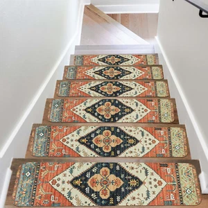 Non-Slip Carpet Stair Treads for Wooden Steps Set of 15, 30''X8'' Indoor Runner - Picture 1 of 9
