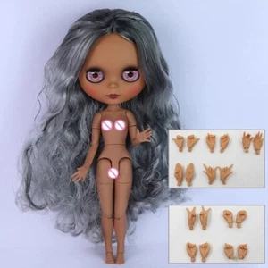 Blythe Doll Gray Hair Nude Joint Body Matte Face Dark Skin Toys BJD Puppet Gifts - Picture 1 of 24