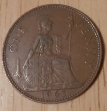 United Kingdom One Large Penny 1963 England British Cent UK pound farthing pence