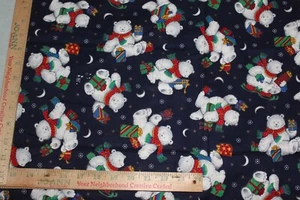 Holiday White Bears Holiday Presents Fabric Cotton Craft Quilting 3 Yds X 22 W - Picture 1 of 2