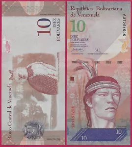 VENEZUELA 10 BOLIVARES 2007 UNC G,HARPY EAGLE,CACIQUE GUAICAIPURO WAS A NATIVE V - Picture 1 of 1