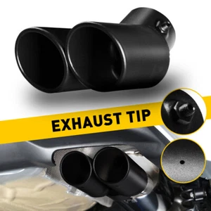 Car Exhaust Pipe Tip Tail Rear Throat Round Muffler Accessories Black 1.4-2.5" - Picture 1 of 11