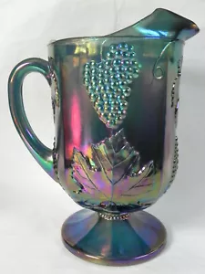 Brocca in vetro Blue Carnival #2228, modello di raccolta, 70 once, Indiana Glass Co, ecc - Foto 1 di 11