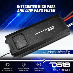 DS18 NXL-X1200.5D 2800 Watt 5 Channel Marine Class D Speaker Subwoofer Amplifier - Picture 1 of 9