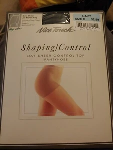 Vtg NICE TOUCH Shaping/ Control Day Sheer Pantyhose Navy Blue Size D SEARS Prod - Picture 1 of 8