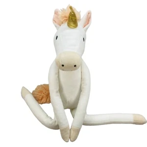 Peluche unicorno 22" oro bianco corno gancio e passante mani gambe peluche - Foto 1 di 11