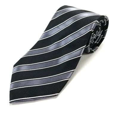Corbata de lujo Sean John negra gris a rayas tejida seda L58 W3.5 ¡Envío rápido! Foto 1 de 4