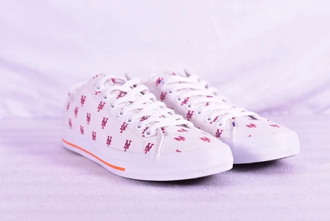Unisex Row One MLB New York Mets All Over Logo Low Top Shoes, White Cover