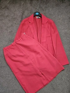 Vintage Jacques Vert Suit Two Piece Jacket Uk 12 Skirt Uk 14 Pink Wool Polyester - Picture 1 of 7