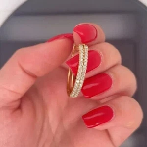 1.5Ct Round Cut Lab-Created Diamond Women's Hoop Earrings 14k Yellow Gold Plated - Picture 1 of 3