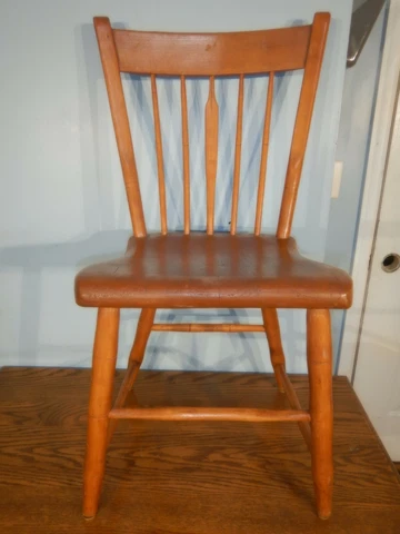 Antique Bamboo style Windsor Plank Seat Maple Chair Rain Gutter Groove arrowback Cover