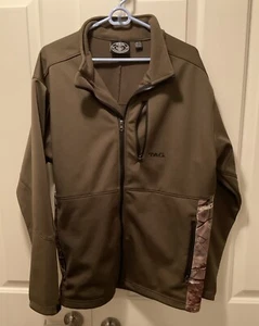 TAG Safari Mens Zip Jacket Green w/Camo Trim Size L EUC - Picture 1 of 4