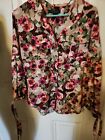 Banana Republic BOLD FLWER PRINT DOUBLE BRESTED  blouse With Tie Cuffs Size M