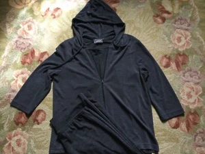 Jacqui E 3-piece grey casual suit: hooded jacket, tank top & pants sz 10-12 - Picture 1 of 6