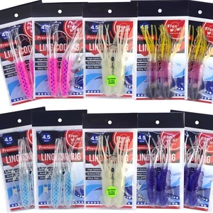 10pcs 5-color 4.5" Fishing Ling Cod Rig Twin Bulb Squid Lingcod Rockfish Lure - Bild 1 von 11