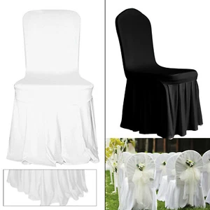 Black/White Stretch Spandex Chair Covers for Weddings Banquets Party Decorations - Picture 1 of 17