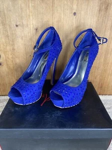 Wild Pair Harley WP Blue Platform Heel Size 7.5 - Picture 1 of 8