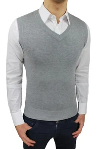 HERREN ÄRMELLOSE WESTE SLIM FIT HELLGRAU CASUAL ELEGANT Gr. S M L XL XXL XXXL - Bild 1 von 3