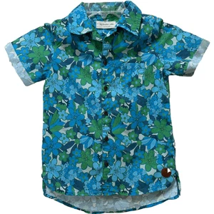 My Brother John size 8 blue floral button up shirt imported retro 100% cotton bo - Picture 1 of 6