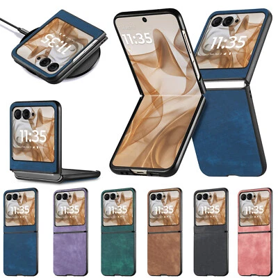 For Motorola Moto Razr 40 50 Ultra Classic Retro Leather Phone Case Cover Back - Image 1 of 4