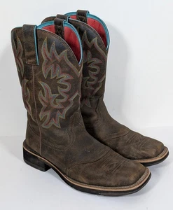 Stivali da cowboy Ariat Delilah in pelle marrone punta quadrata da donna taglia 8 B colorati - Foto 1 di 8