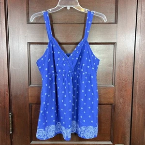 Faded Glory Tank Top Women's XL (16-18) Floral Babydoll Sleeveless Blue Cotton - Picture 1 of 13
