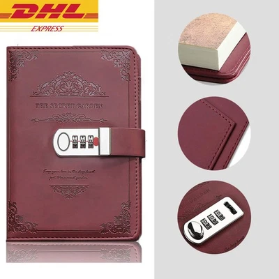 A5 Leder Tagebuch mit Schloss,Retro Vintage Tagebuch Schreiben Notebook Reisen - Bild 1 von 4