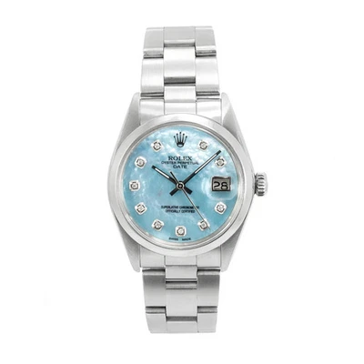 Rolex Oyster Perpetual Date 34MM 1501 Mop Diamond Dial Oyster Steel Watch - Image 1 of 4