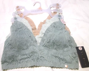 DANSKIN Wire Free L ACE Ladies' 3PK-PADDED/WIRE FREE-SZ M-tan/mint/green-NWT-64. - Picture 1 of 10