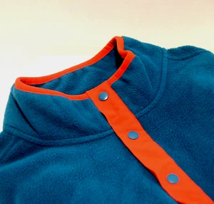 Pullover Lands’ End XXL para hombre polar verde azulado rojo ribete cuello a presión bolsillos - Imagen 1 de 5