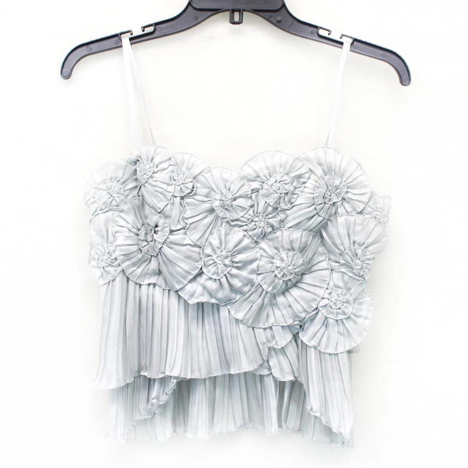 Blusa babydoll vintage BCBG MaxAzria seda origami plisada flores talla 0 XS Foto 1 de 4