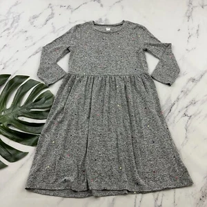 Gap Kids Girls Long Sleeve Dress Size XXL 14-16 Gray Heart Print Fit Flare - Bild 1 von 8