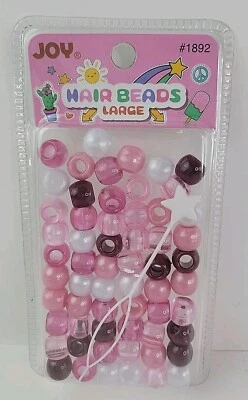 Paquete de cuentas de pelo grandes rojas, blancas y rosas. Foto 1 de 4