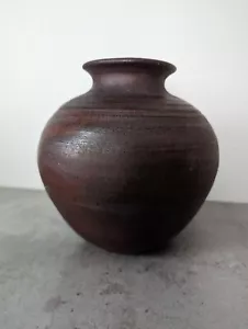 Vase japanische 7" Tanba Rihang Yaki braune Vase traditionelles Handwerk Kletterofen - Bild 1 von 12