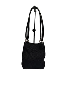 Vintage Saks Fifth Avenue Black Knit Crossbody Handbag Convertible - Picture 1 of 10