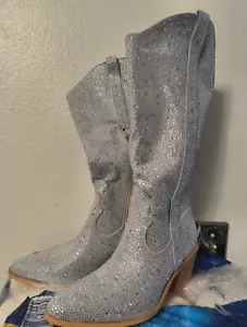Womens Western Rhinestone Boots Size 10 Pointed Toed Mid Calf - Picture 1 of 7