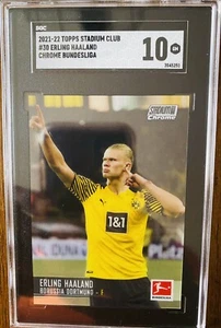 2021-22 Topps Stadium Club Chrome Bundesliga Erling Haaland #30 SGC 10 Gem Mint! - Picture 1 of 2