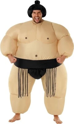 Disfraz de luchador de sumo inflable negro adulto para hombre Halloween traje de grasa inflable Foto 1 de 4