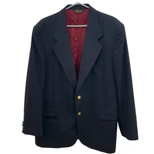 OLEG CASSINI Navy Blue Gold Button Red Lining Long Sleeve Blazer Jacket 44R - Picture 1 of 11