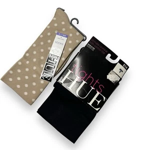 Hue Ultrasmooth Chino Dot Sock One Size 1 Pair Free Size 1 Opaque Black Tight - Picture 1 of 2