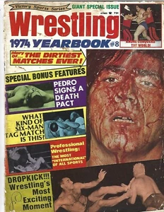 1974 WRESTLING YEARBOOK #8 MAGAZINE PEDRO MORALES TAG MATCH ANDRE ROCCA BLOOD - Picture 1 of 1