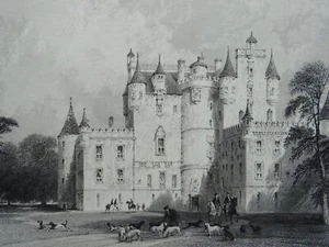 c1830s Antique Scotland Print FORFARSHIRE ANGUS - GLAMIS CASTLE by Allom - Picture 1 of 2