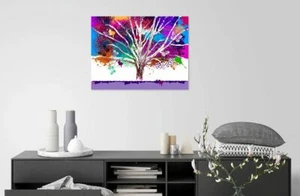 TREE COLORFUL ABSTRACT home decor Australian made framed Stretched wall Canvas - Picture 1 of 1