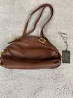 BRIO Leather Purse Handbag Brown Zippered Pockets Adjustable Strap Vintage