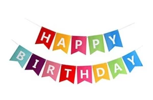 Colorful Happy Birthday Banner Bunting - Picture 1 of 8