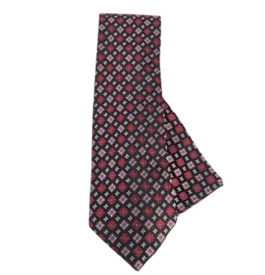 Juego de corbata y pañuelo Bruno Piattelli Roma para hombre negro rojo plata 3,5" de ancho 100 % seda Foto 1 de 4