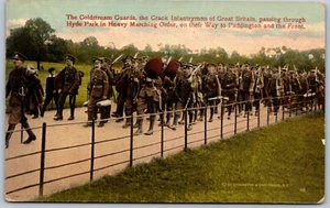 Postcard 1915 Coldstream Guards Crack Infantrymen Hyde Park to Paddington - Picture 1 of 2